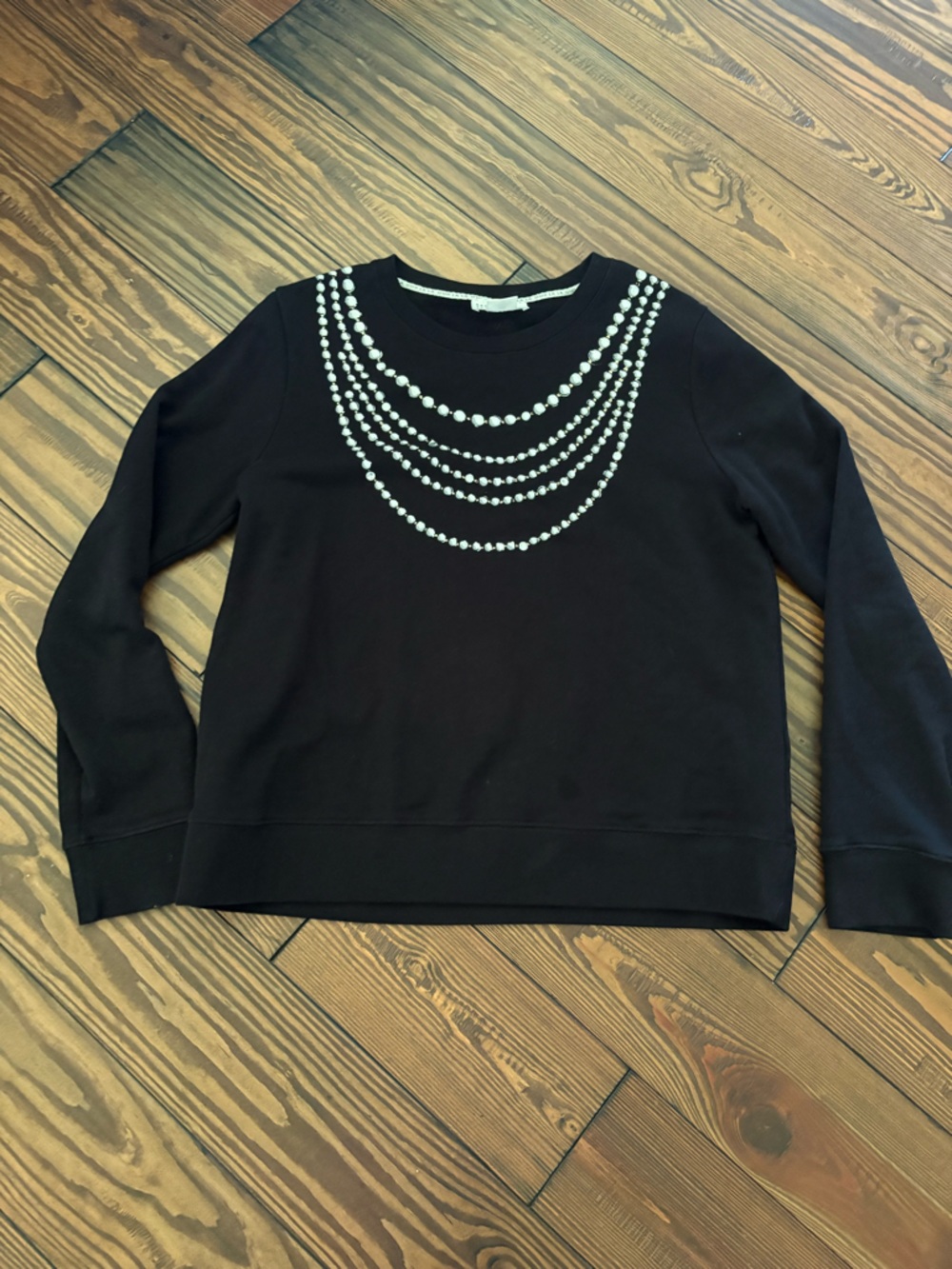 kate spade Black Pullover with Faux Pearl Necklace Print
